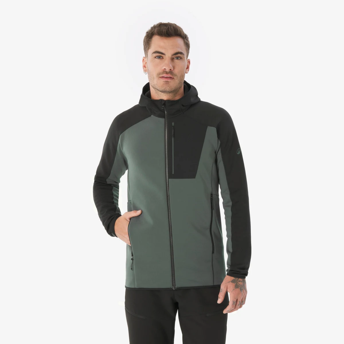 QUECHUA Pánska fleecová mikina MH500 s vreckom čierna 2XL · záber 1