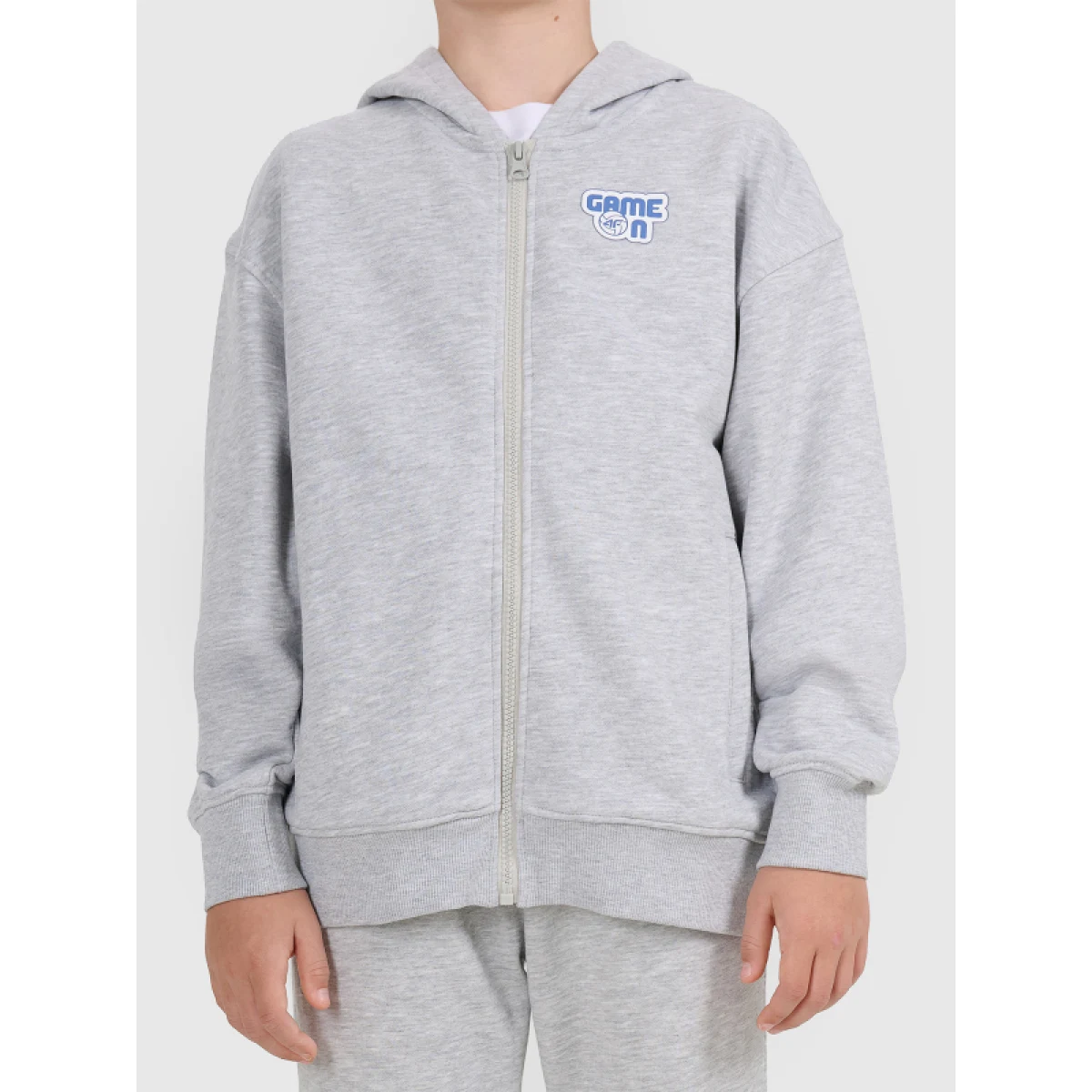 Chlapčenská mikina so zipsom 4F JUNIOR SWEATSHIRT M2326-25M-GREY MELANGE · záber 2