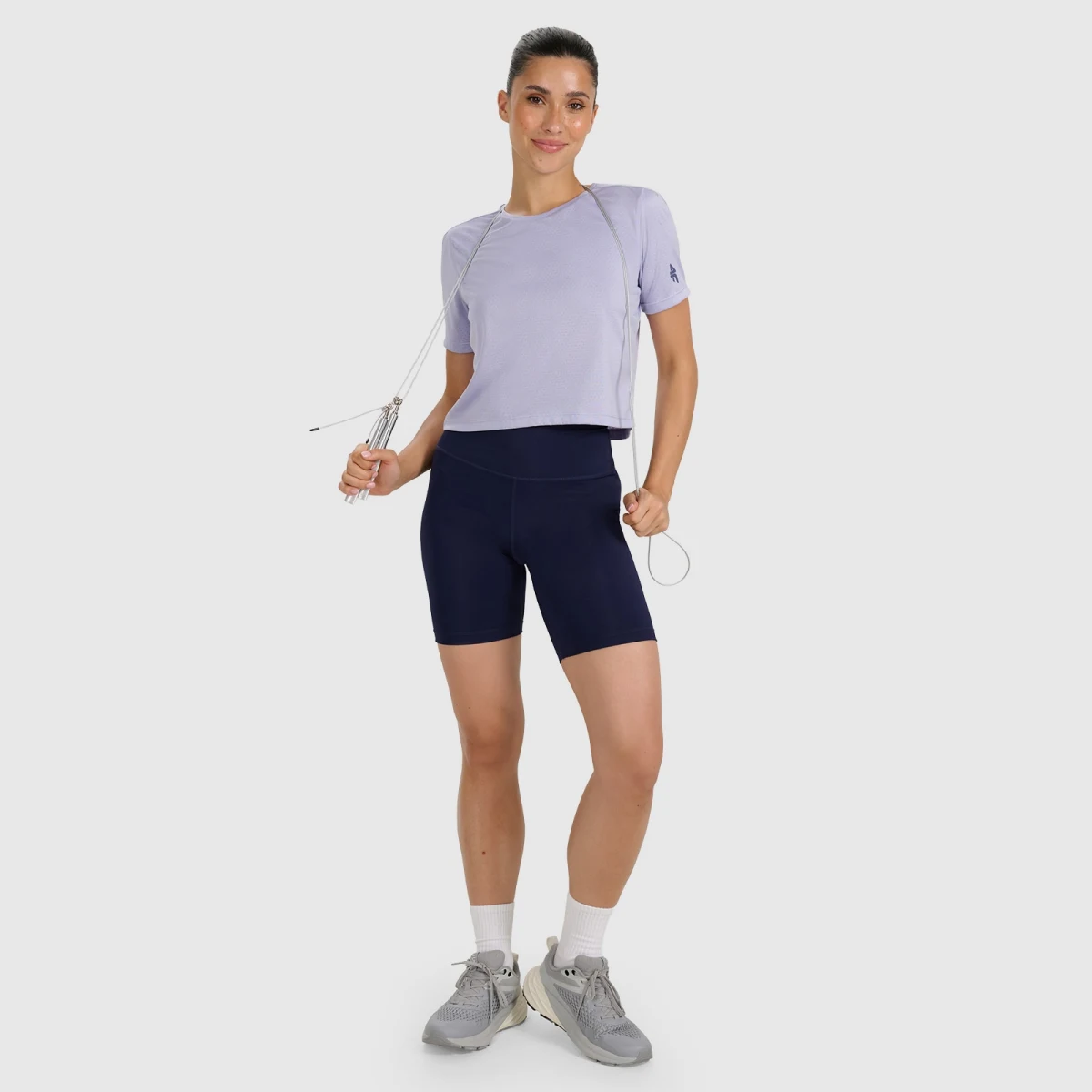 Dámský rychleschnoucí crop-top tréninkový top - modrý · záber 2