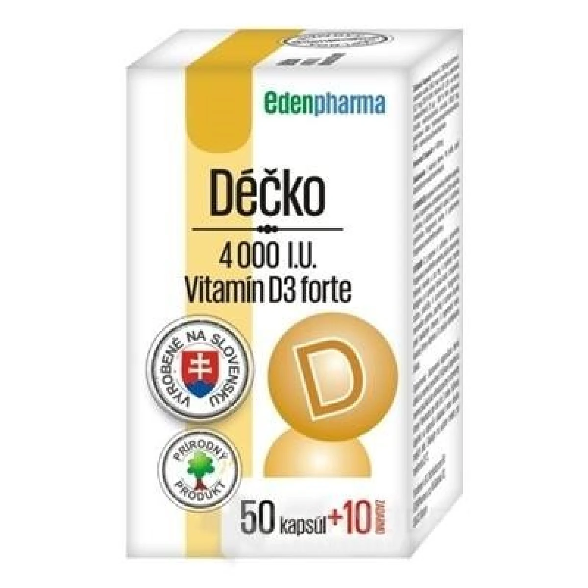 EDENPHARMA Déčko 4000 I.U. 50 + 10 kapsúl ZADARMO · záber 1