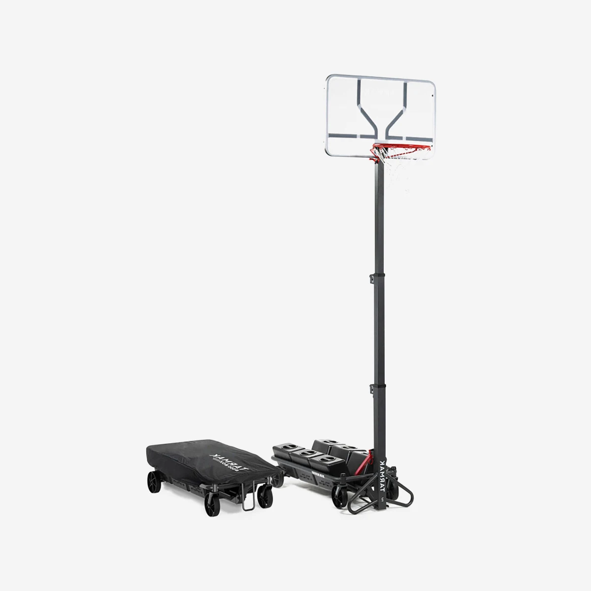 KIPSTA Skladací basketbalový kôš B500 Box so stojanom a priehľadnou doskou 240 – 305 cm bez · záber 1