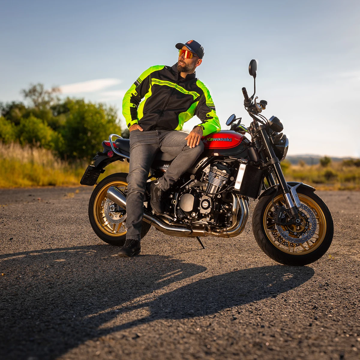 Letná moto bunda W-TEC Dexter Farba čierno-zelená, · záber 4
