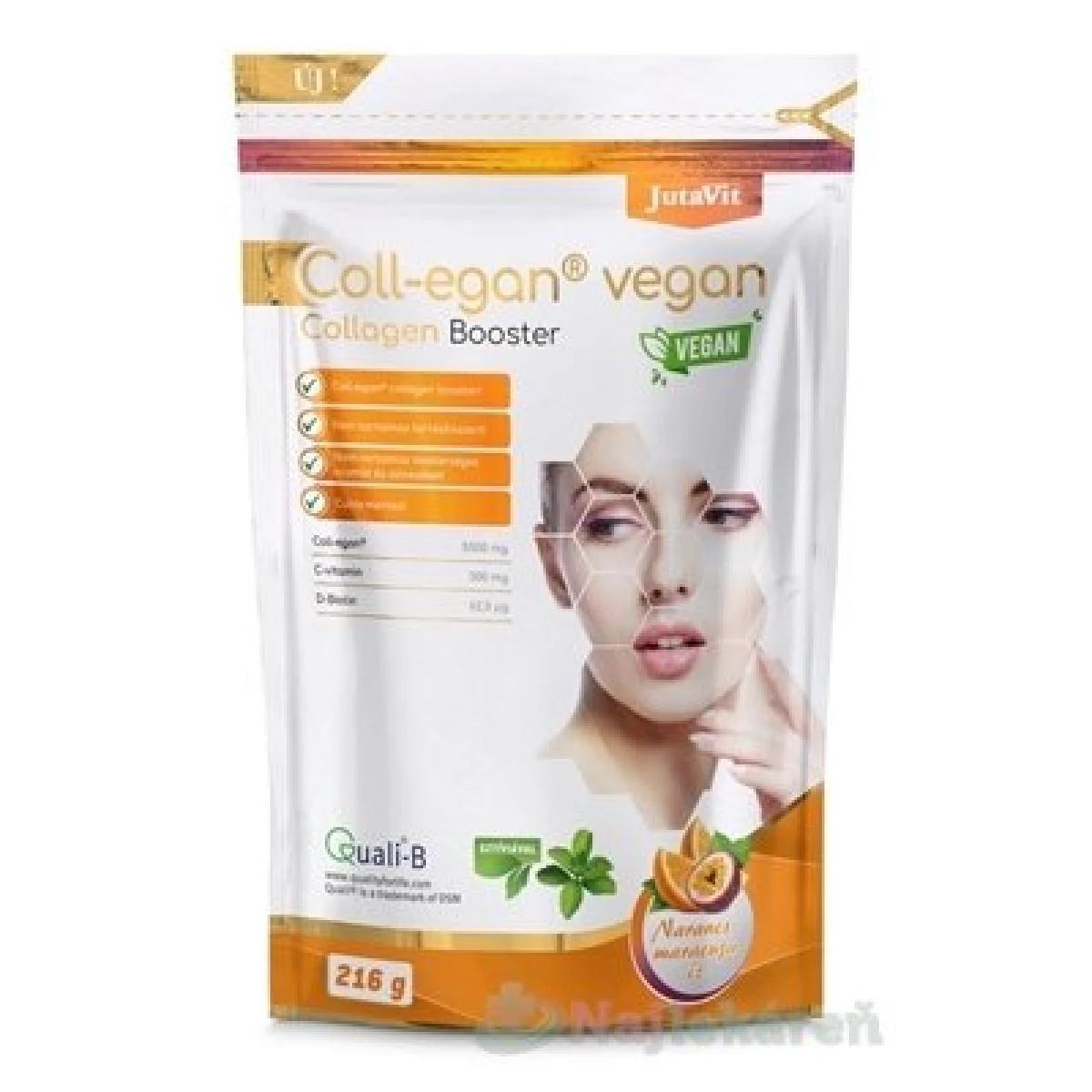 JutaVit Coll-egan Vegan Kolagén Booster. pomaranč-maracuja, 216g - Príchuť: Pomaranč | Balenie: 216 g · záber 1