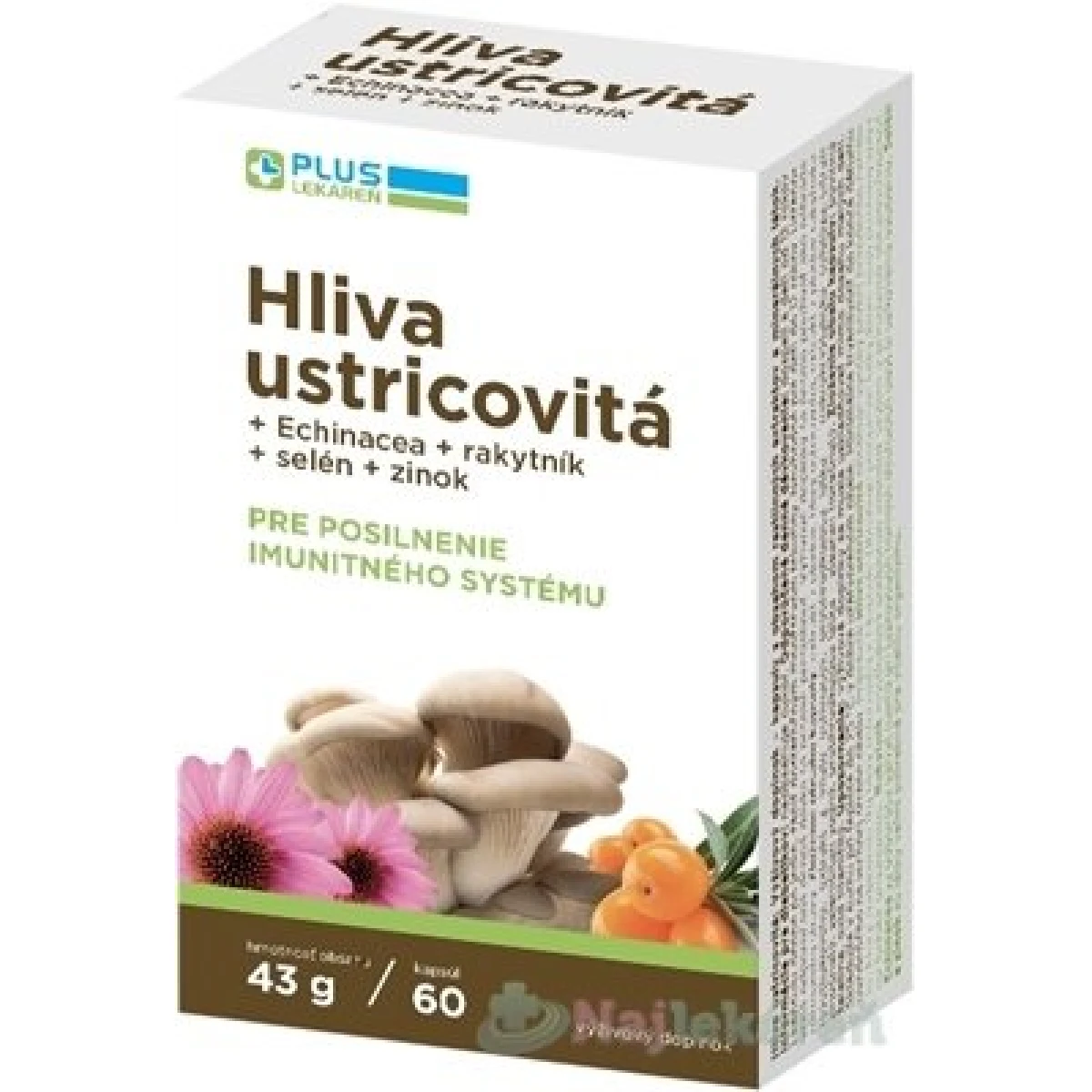 Plus Lekáren Hliva ustricovitá cps + Echinacea + rakytník + selén + zinok 60 ks · záber 1