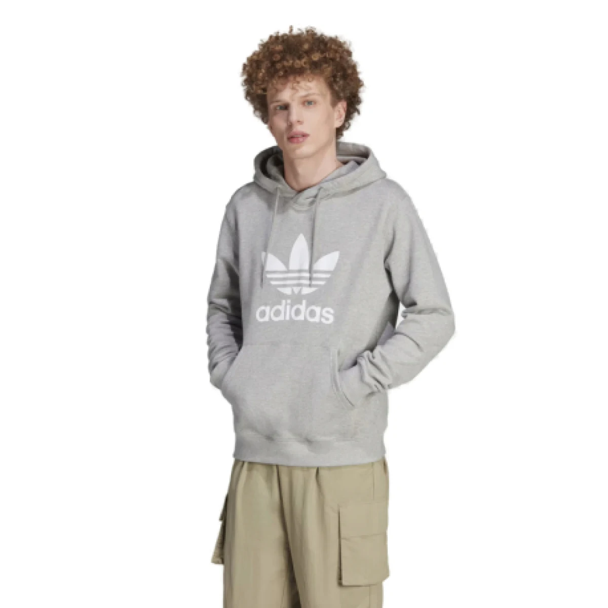 Férfi kapucnis pulóver ADIDAS ORIGINALS TREFOIL HOODY-IM4490-medium grey heather · záber 1