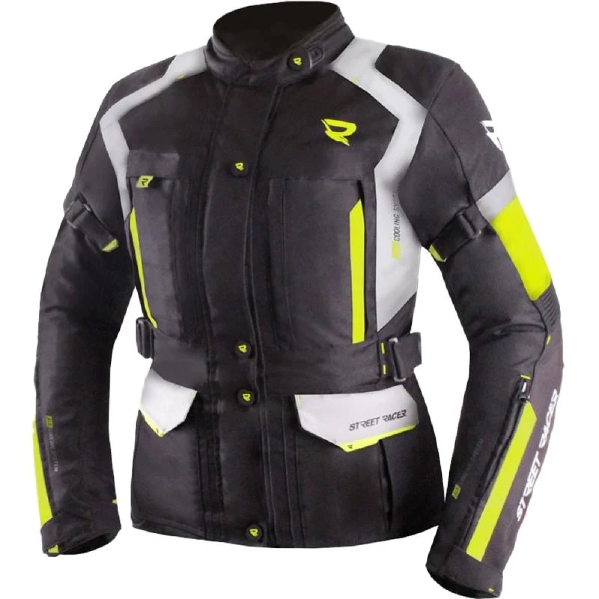 Street Racer Dámská bunda na motorku Hilax černo-šedo-fluo žlutá - Velikost: 3XL | Barva: Čierna · záber 1