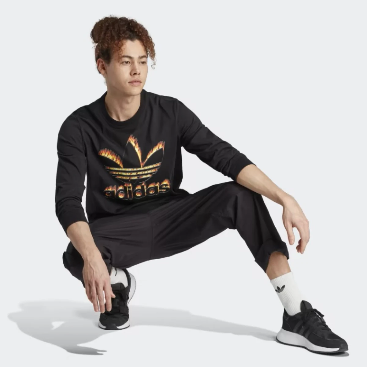 Pánské tričko s dlouhým rukávem ADIDAS ORIGINALS TS FIRE LS TEE-IL5196-black · záber 4