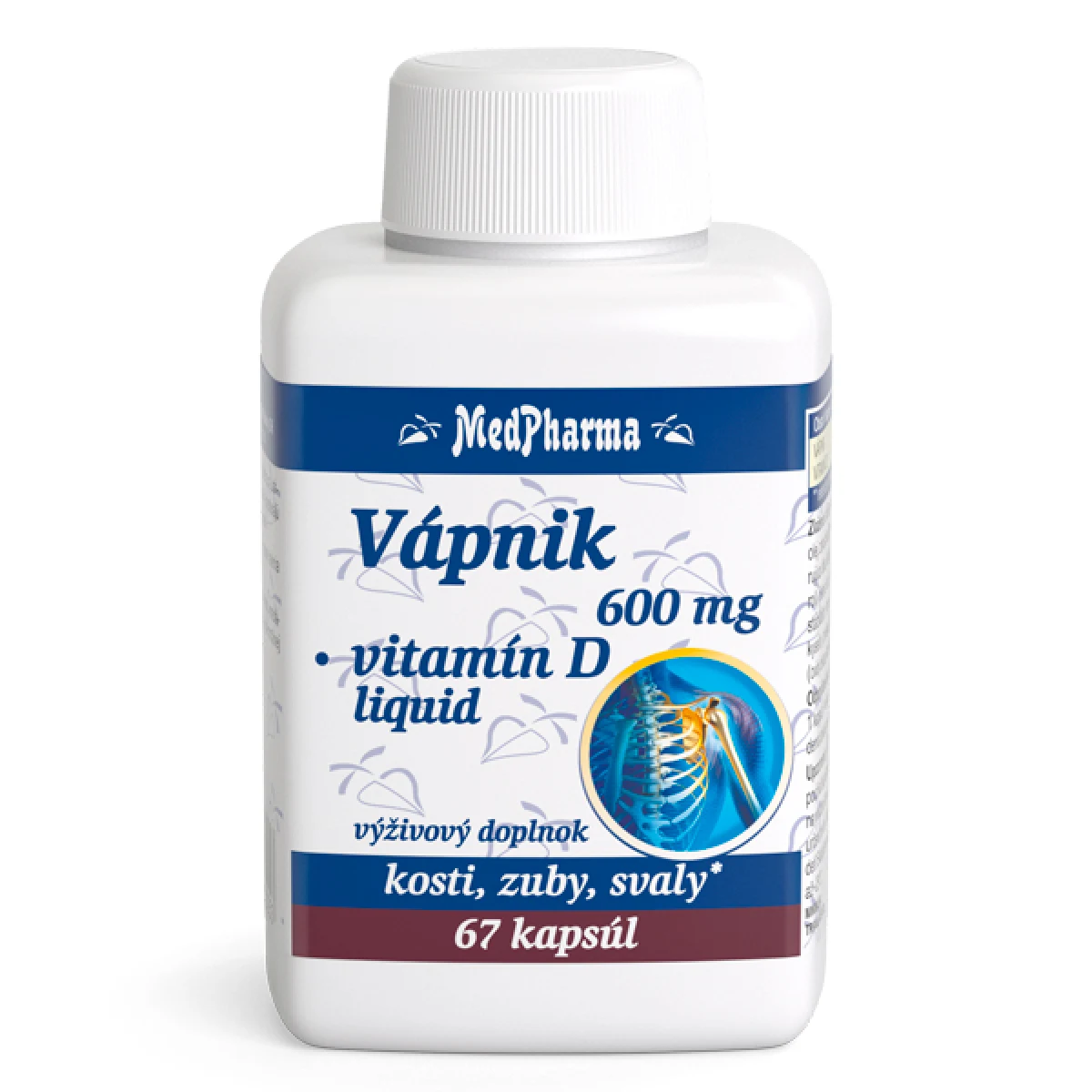 MedPharma VÁPNIK 600 mg + Vitamín D liq. 67 kapsúl · záber 1