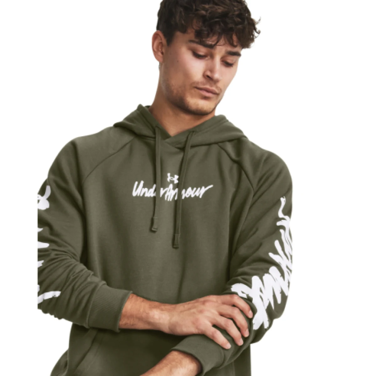 Pánská zateplená mikina s kapucí UNDER ARMOUR UA Rival Fleece Graphic HD-GRN · záber 1