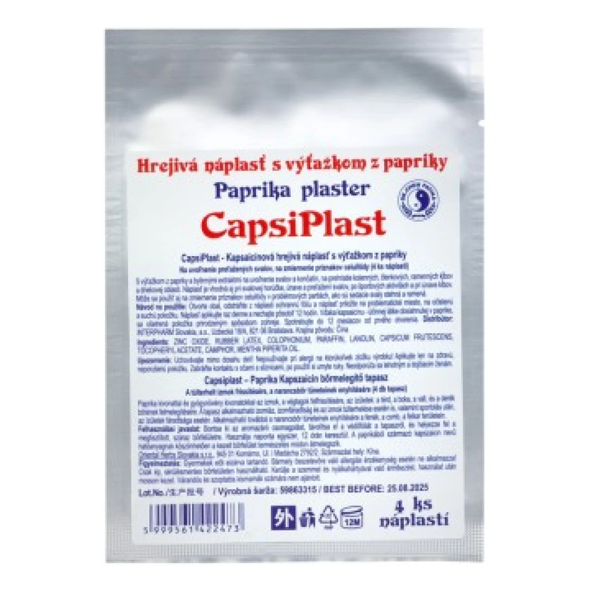 Capsiplast - Hrejivá Náplasť s Výťažkom z Papriky 1x4 ks · záber 1