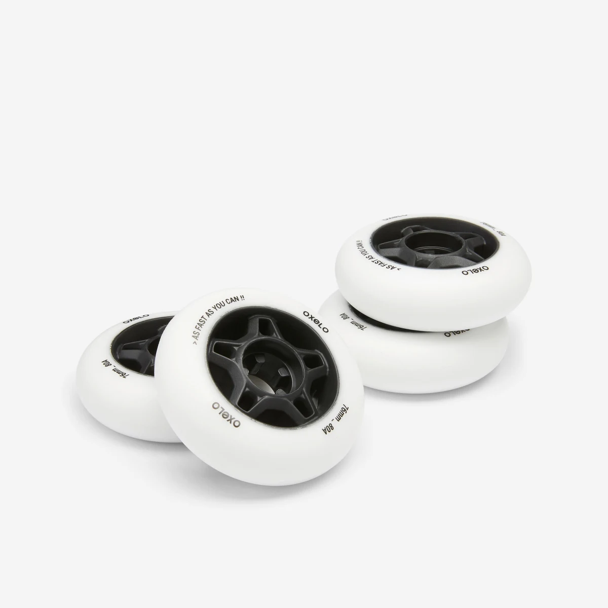 OXELO 4 kolieska na fitness inline korčule Fit 76 mm 80 A biele bez · záber 1