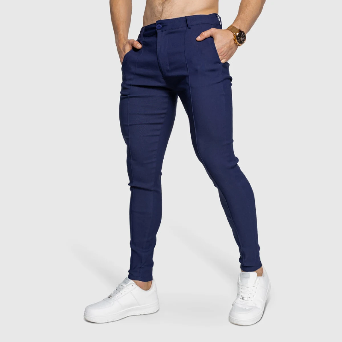 Strečové nohavice Iron Aesthetics Excellence, navy · záber 1
