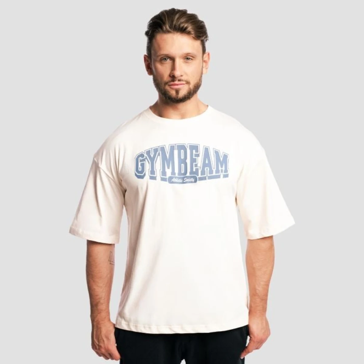 Тениска Athletic Society Boxy Cream - GymBeam - Размер: S | Цвят: béžová | Тегло: 0,2698 g | Опаковка: 85 · záber 1