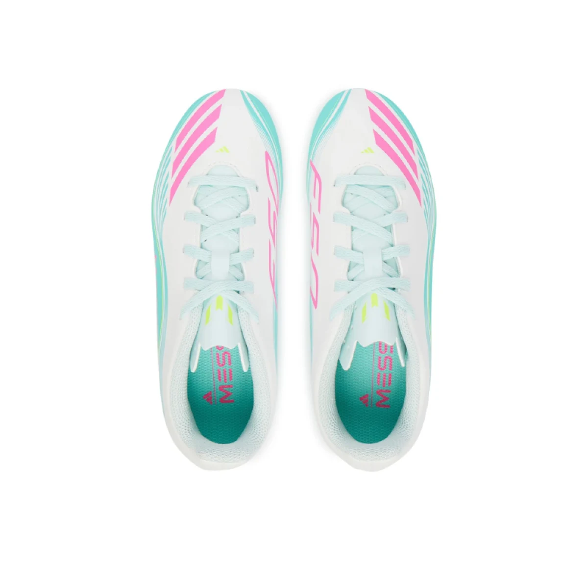 Chlapčenské futbalové kopačky outdoorové ADIDAS F50 Messi Club Jr FG MG cloud white lucid pink flash aqua · záber 3
