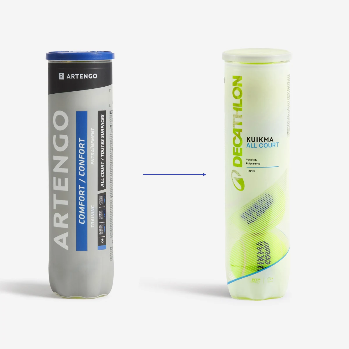 KUIKMA Tenisové loptičky Comfort univerzálne 4 ks žlté bez · záber 2