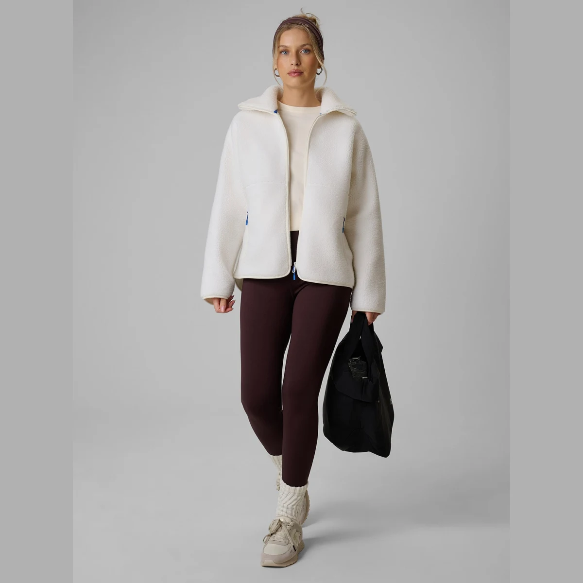 Fleece sherpa loose so stojačikom dámsky - biely · záber 2