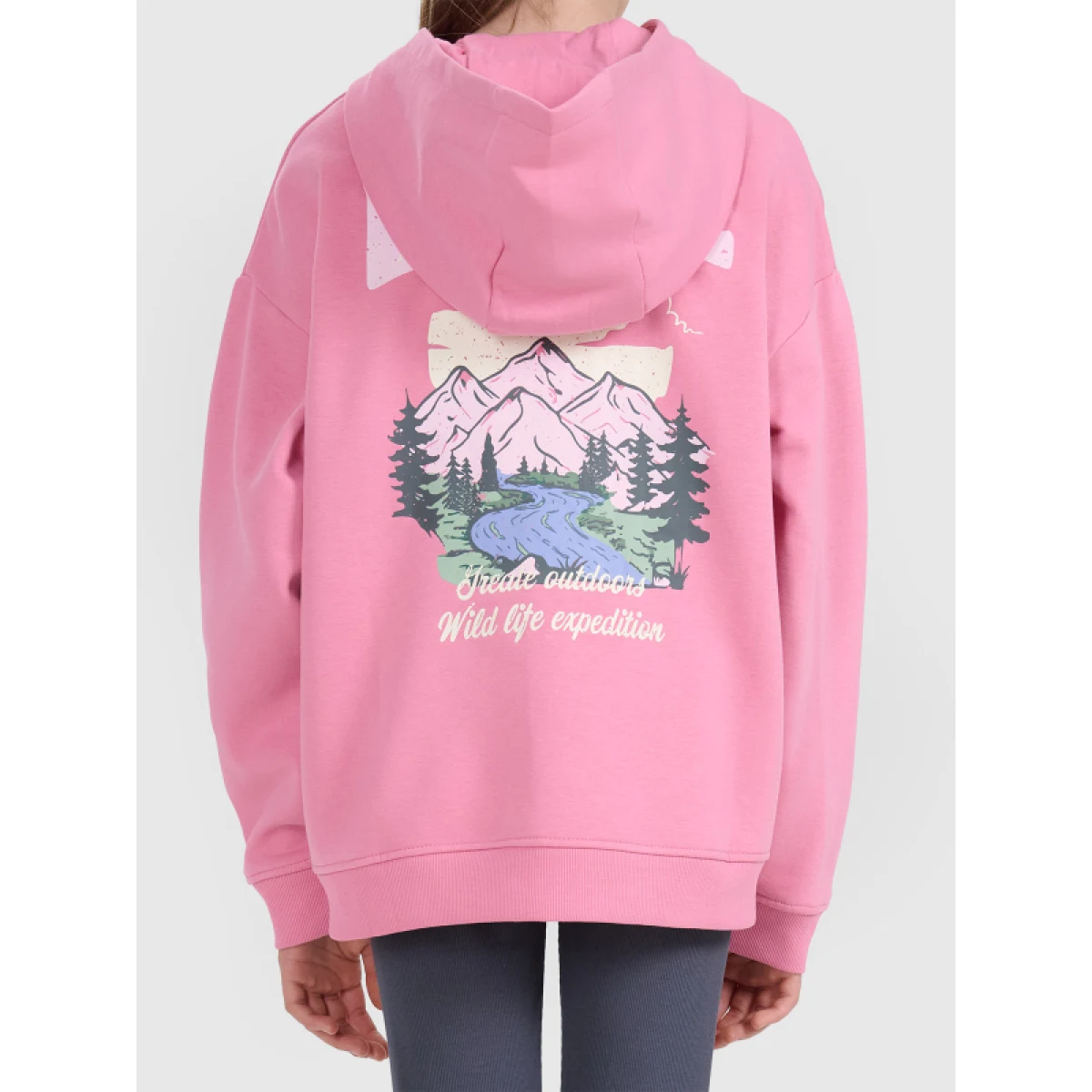 Dievčenská mikina so zipsom 4F JUNIOR SWEATSHIRT F2271-54S-PINK · záber 4