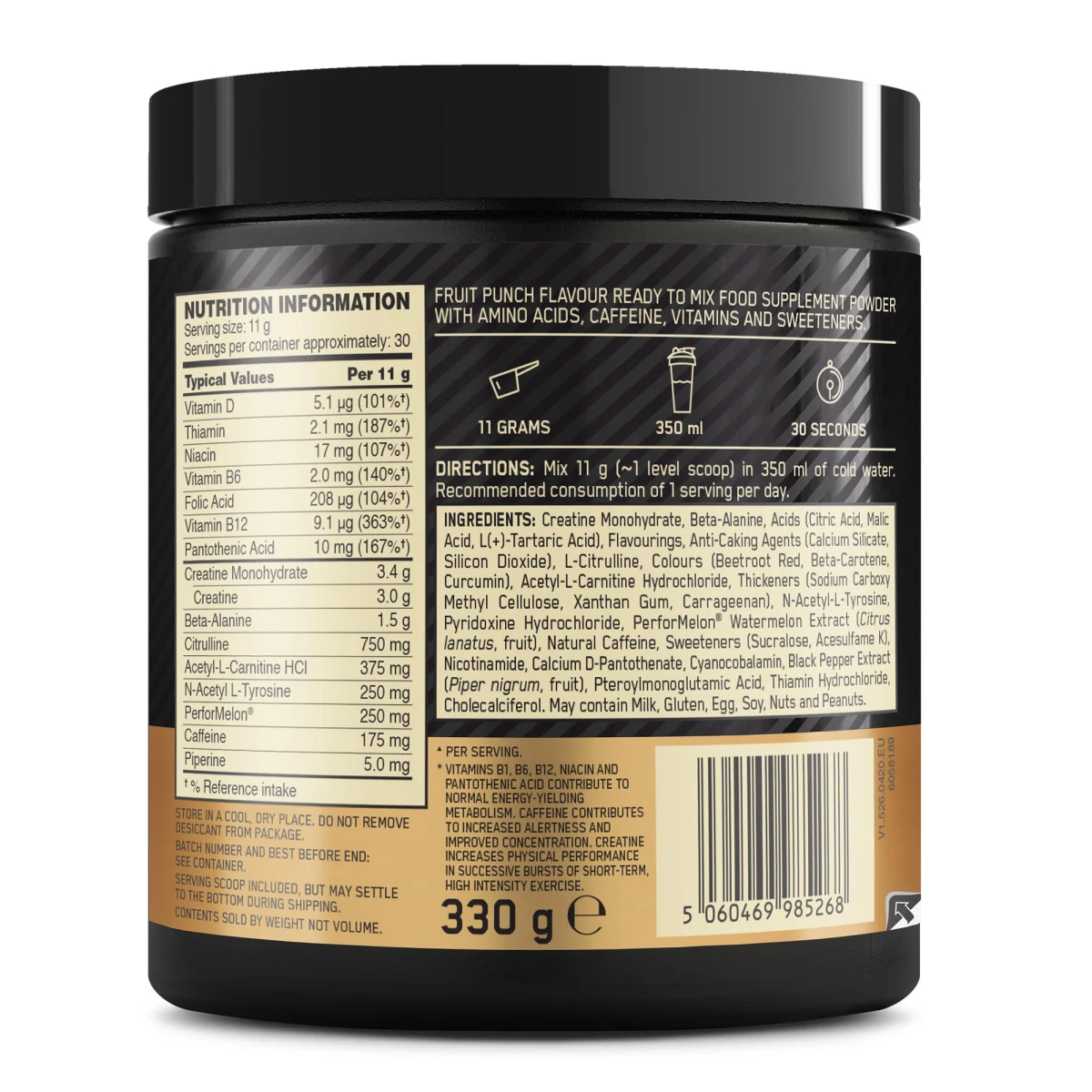 OPTIMUM NUTRITION OPTIMUM NUTRION - Pre Workout Gold Standard Fruit Punch predtréningovka 330 g NO SIZE · záber 2