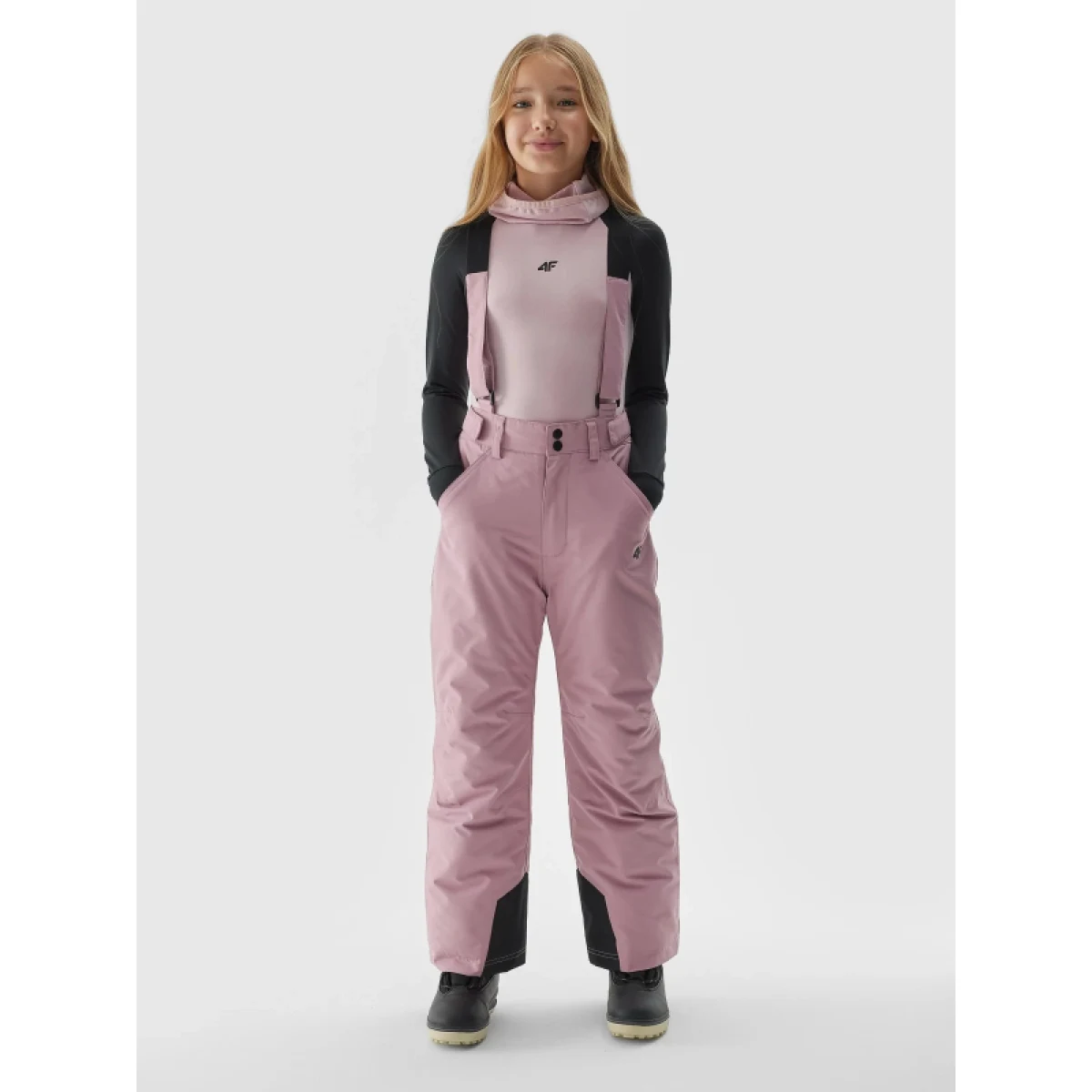 Dívčí lyžařské kalhoty 4F JUNIOR TROUSERS FNK-JAW23TFTRF353-53S-DARK PINK · záber 3