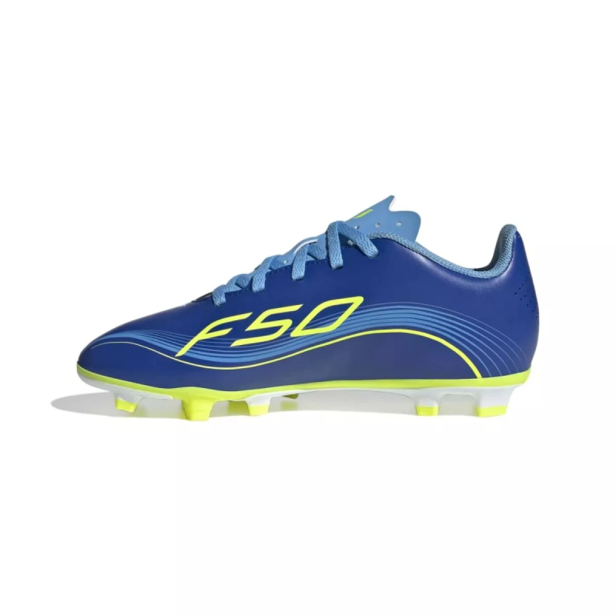 Chlapčenské futbalové kopačky outdoorové ADIDAS F50 Messi Club Jr FG MG team royal blue solar yellow semi blue burst · záber 3