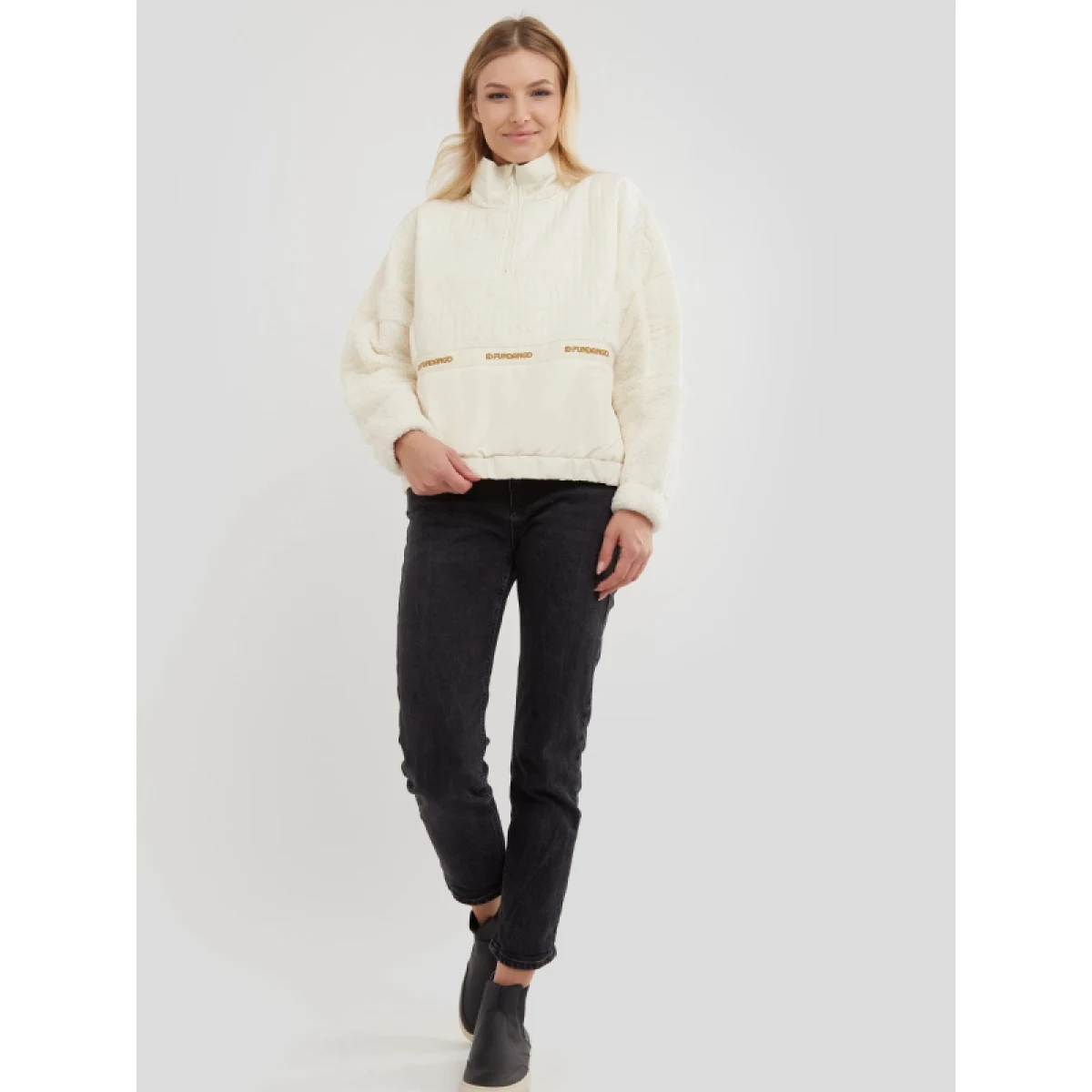 Dámská fleece mikina FUNDANGO Calypso Hybrid Pullover-240-mustard · záber 4