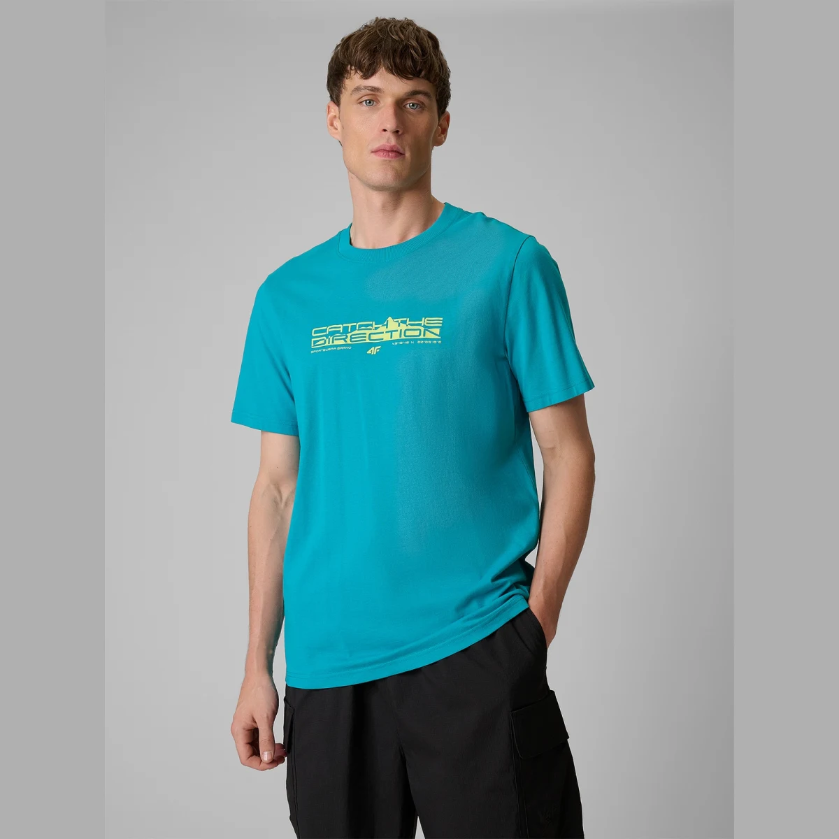 T-shirt regular s potlačou pánsky - tyrkysový - Farba: tyrkysová | Pohlavie: Pánske · záber 3