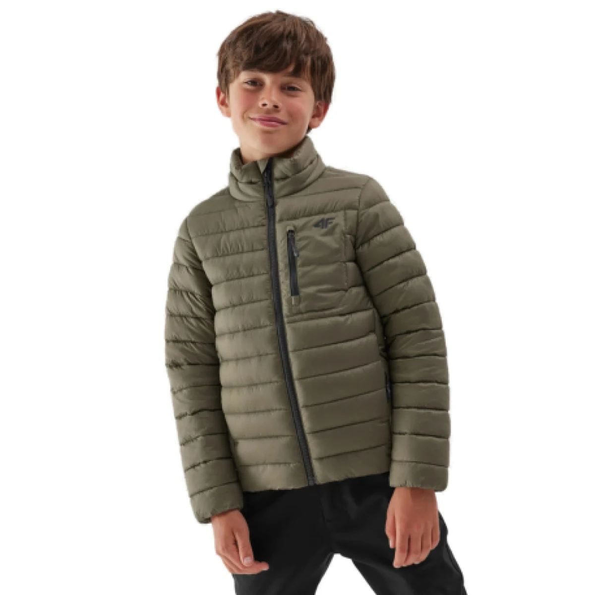 Chlapecká bunda 4F JUNIOR DOWN JACKET-JAW23TDJAM220-44S-OLIVE · záber 1