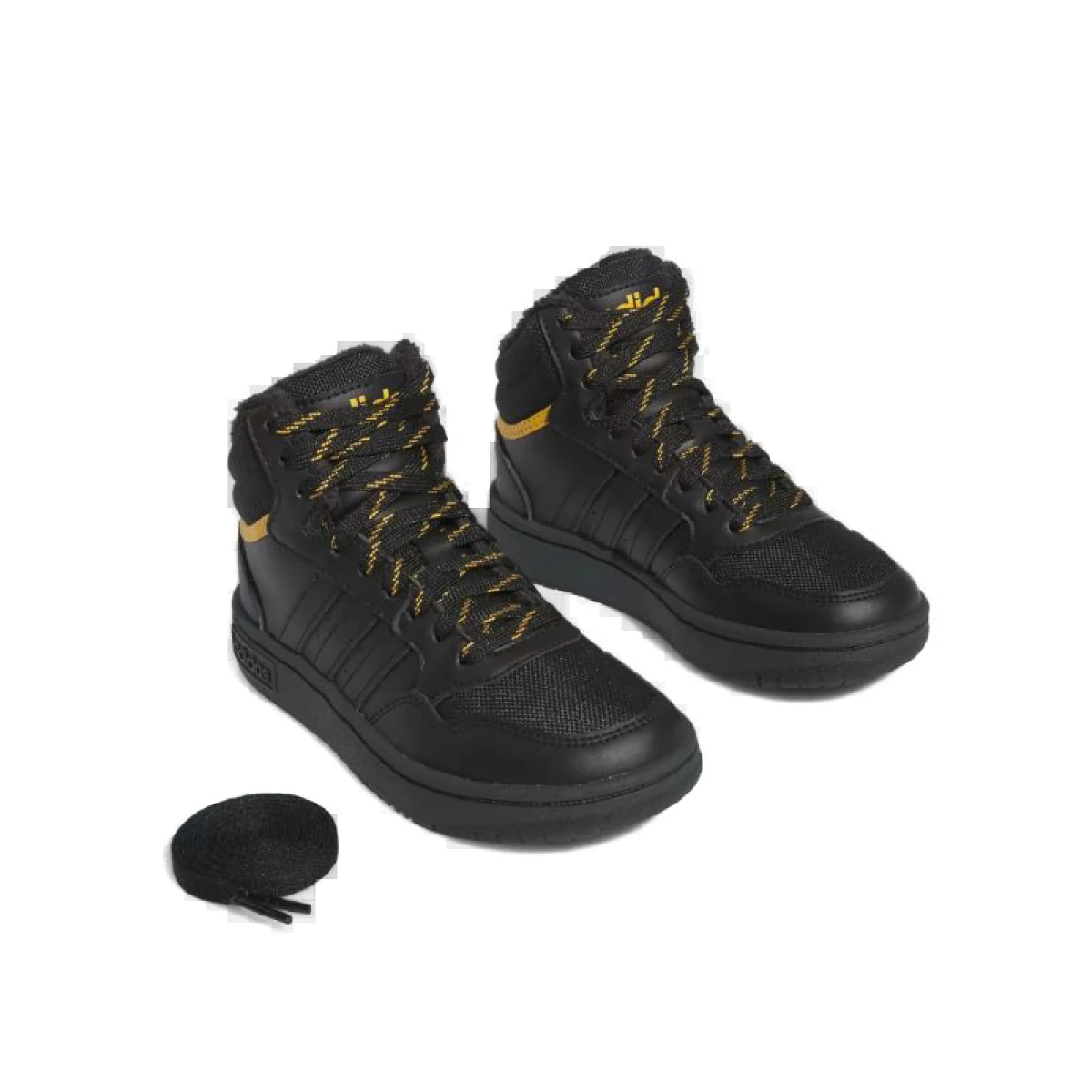 Chlapecké kotníkové zimní boty ADIDAS Hoops 3.0 Mid K core black core black preloved yellow · záber 5