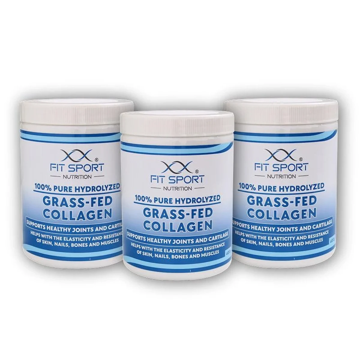 FitSport Nutrition 3x 100% Pure Hydrolyzed Grass-Fed Collagen 400g - Hydrolyzovaný Kolagen · záber 1