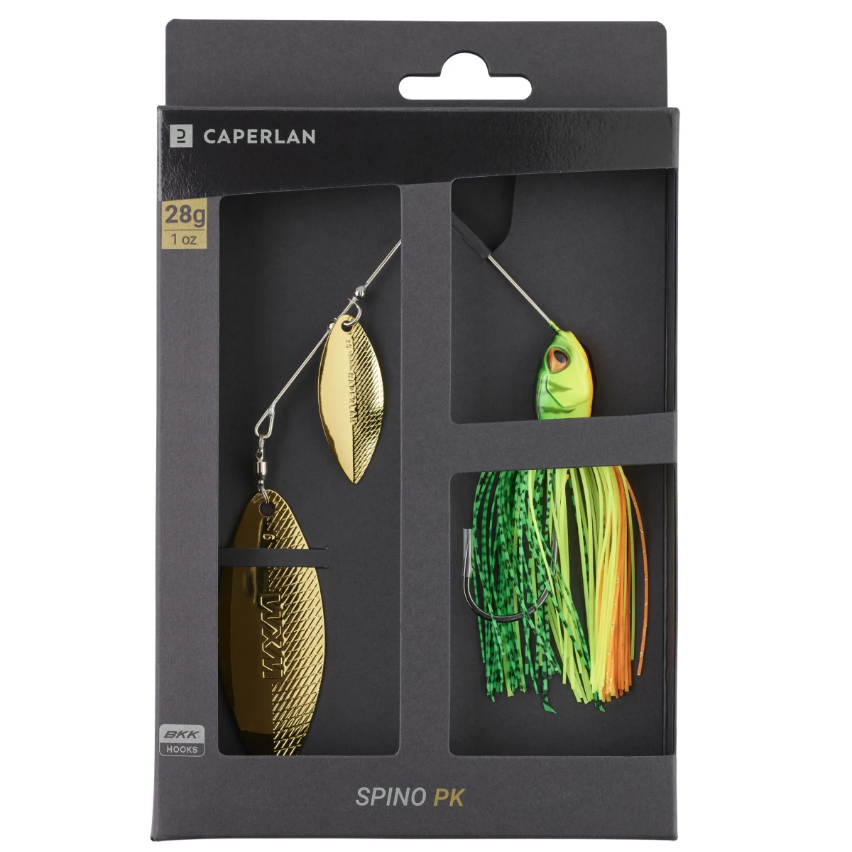 CAPERLAN Nástraha spinnerbait Spino PK 28 g firetiger bez · záber 2