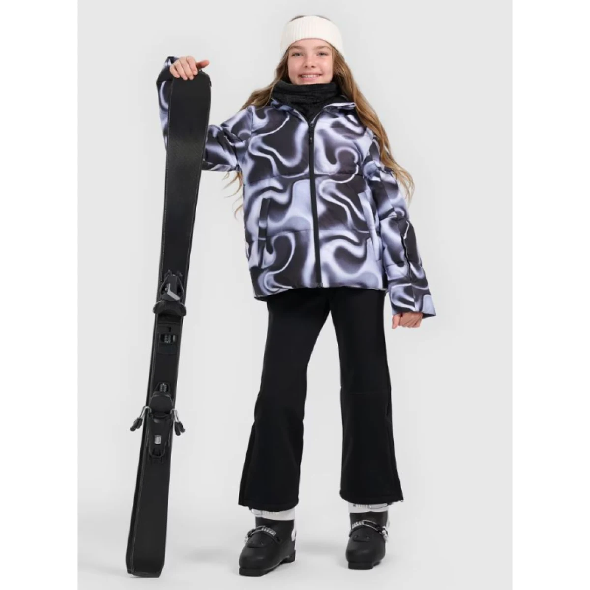 Dievčenská lyžiarska bunda 4F JUNIOR TECHNICAL JACKET F0826-4FJWAW25TTJAF0826-91A-MULTICOLOUR 1 ALLOVER · záber 5