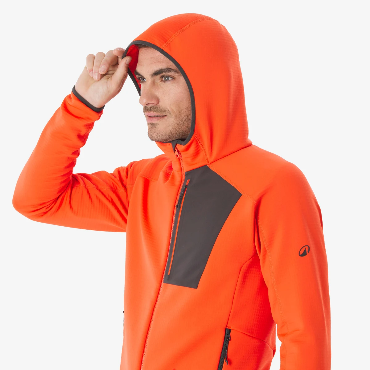 QUECHUA Pánska fleecová turistická mikina MH500 červená S · záber 2