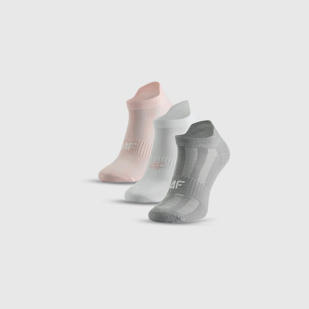 Dámské krátké tréninkové ponožky (3-pack) - šedé+bílé+ružové · záber 1