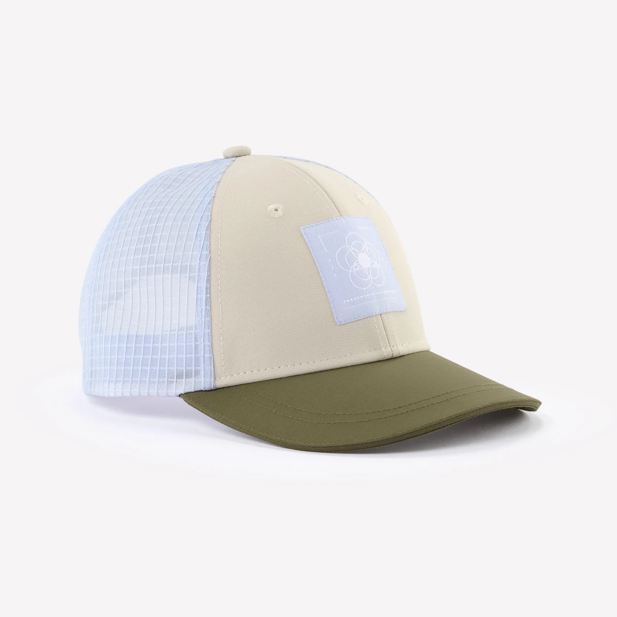 QUECHUA Detská turistická šiltovka MH100 Trucker 7-15 r. béžovo-fialová bez · záber 1