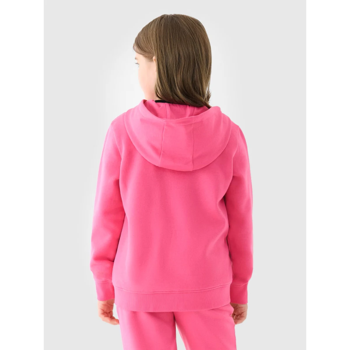 Dívčí mikina se zipem 4F JUNIOR SWEATSHIRT-JWMM00TSWSF1315-55S-HOT PINK · záber 3