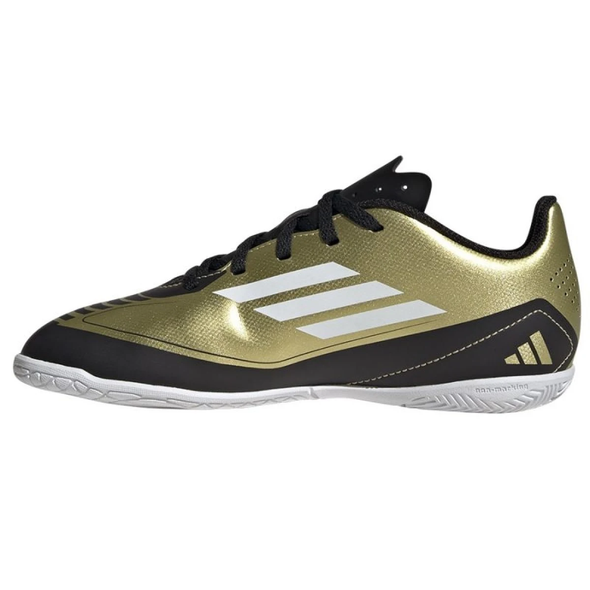 Chlapecké fotbalové kopačky halové ADIDAS F50 Club Messi Jr IC gold met cloud white core black · záber 2