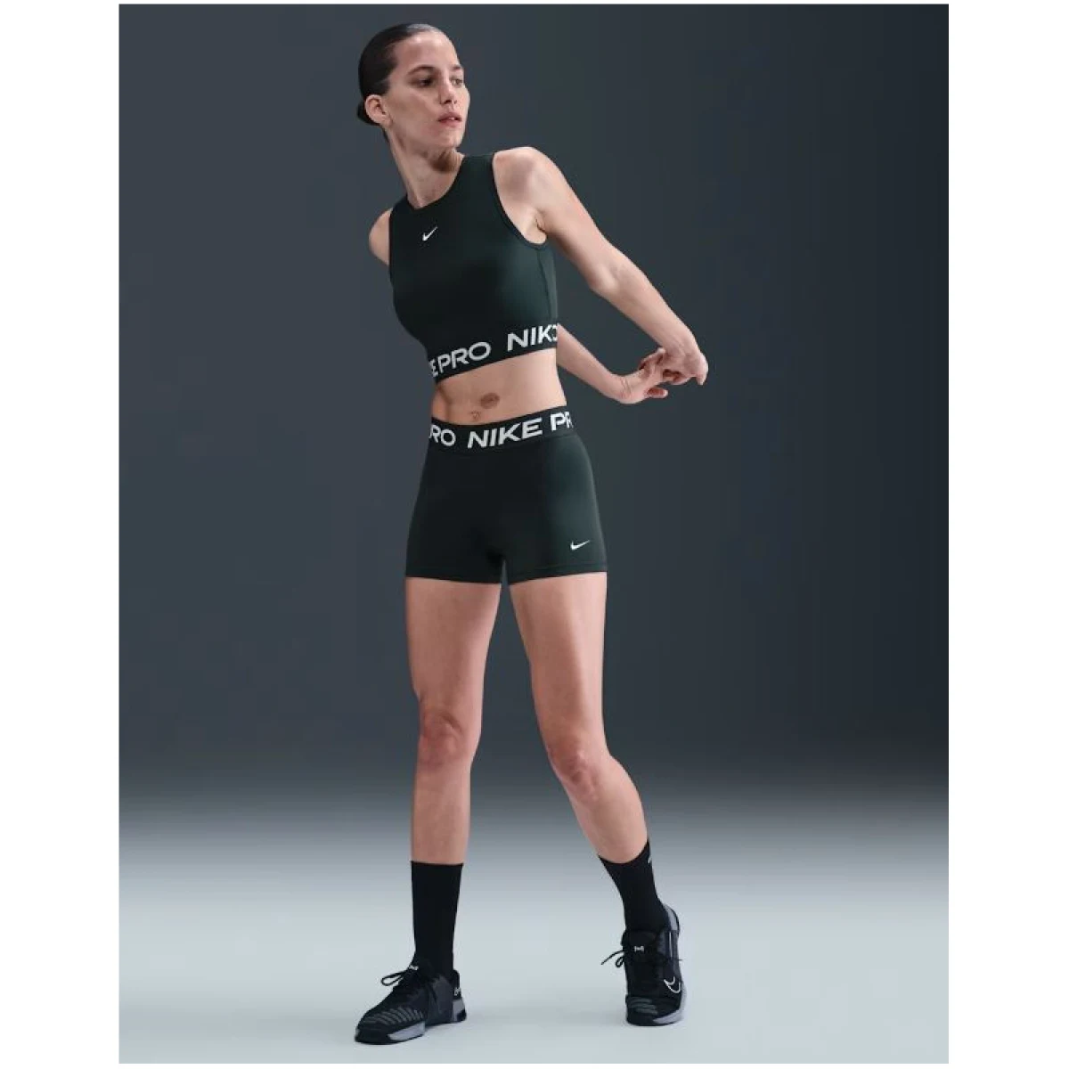 Dámske tréningové tričko bez rukávov NIKE PRO DF CROP TANK SEAWEED WHITE · záber 4