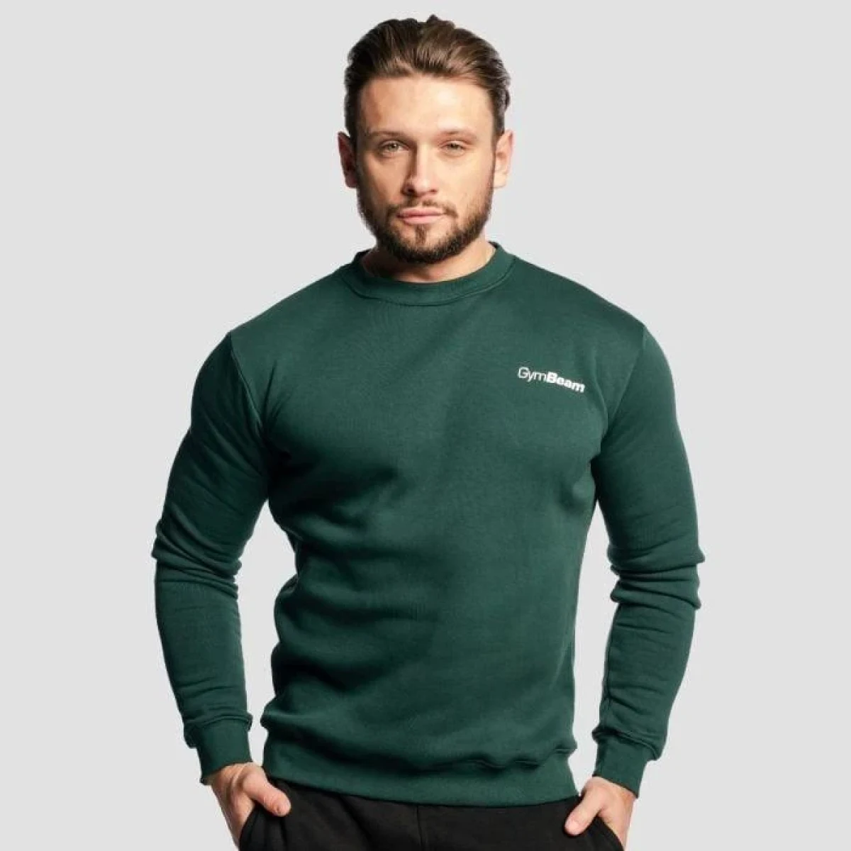 GymBeam Mikina Basic Jumper Pine - Velikost: S | Barva: zelená | Hmotnost: 0,382 kg | Balení: 25 · záber 6