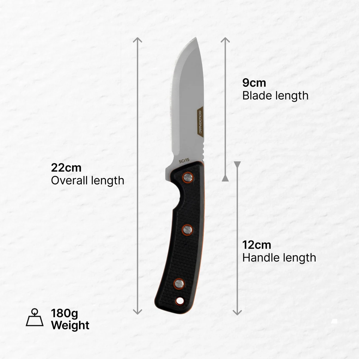 SOLOGNAC Poľovnícky nôž s pevnou čepeľou Sika 90 9 cm čierna rukoväť . · záber 2