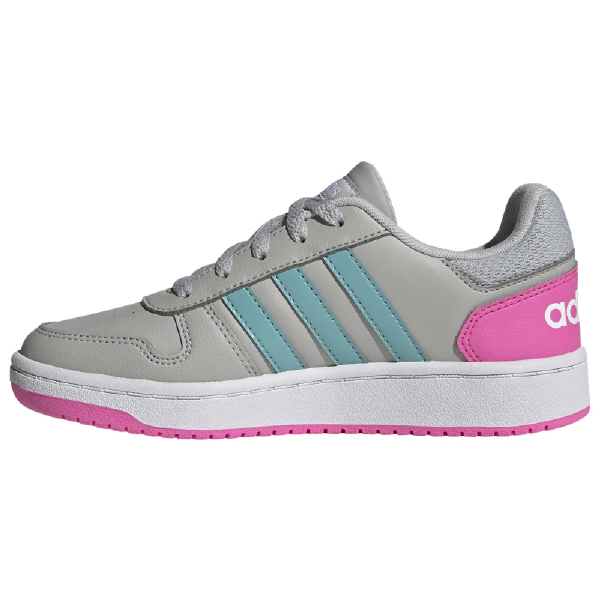 Dětská rekreační obuv ADIDAS Hoops 2.0 core grey two mint ton screaming pink · záber 3