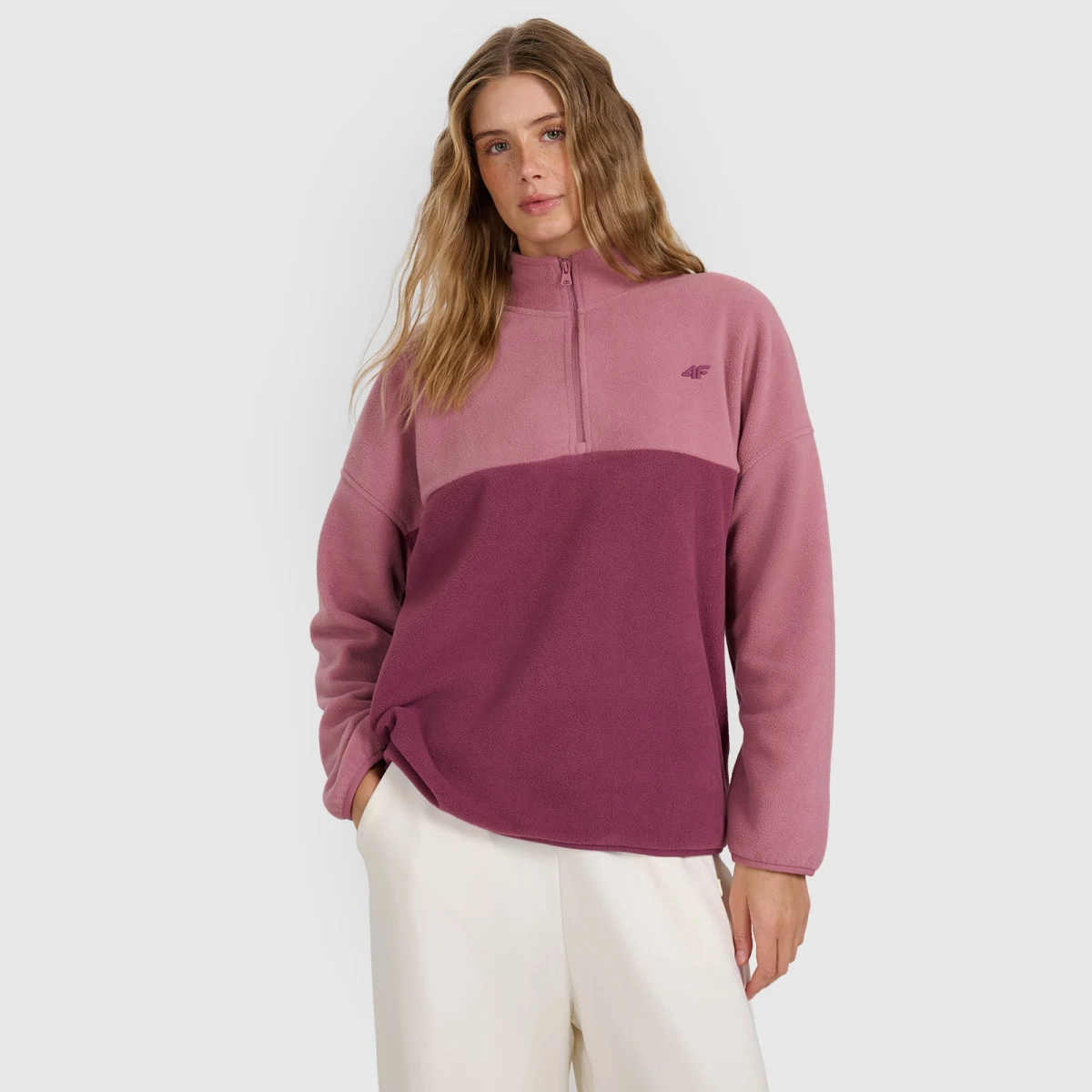 Dámský regular fleece se stojáčkem - růžový · záber 1