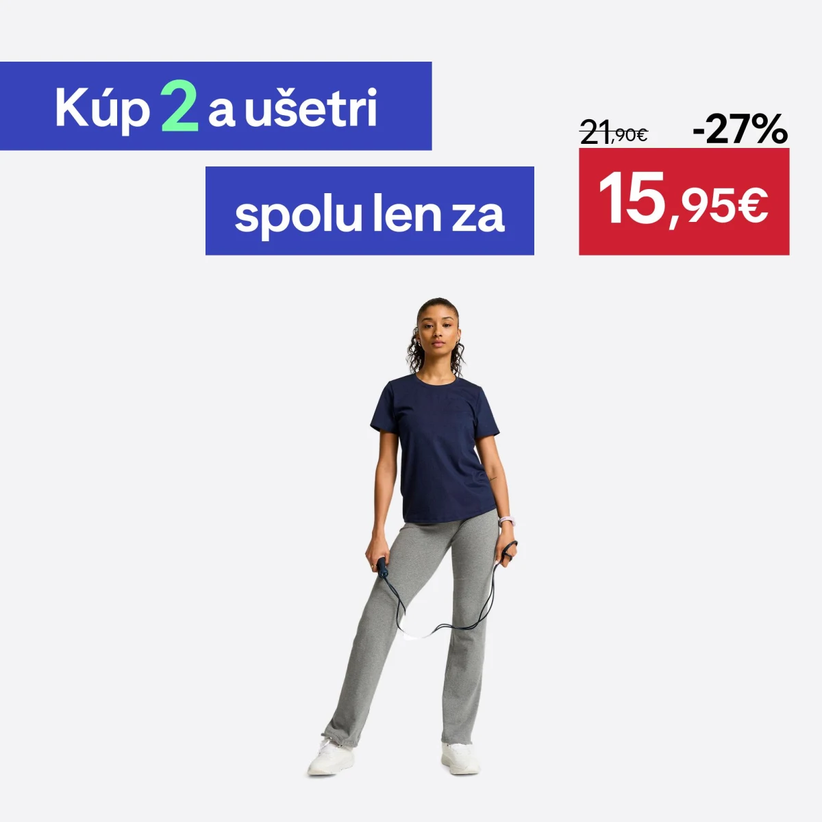 DECATHLON Dámske fitness tričko COOLMAX krátky rukáv oceľovomodré M · záber 1