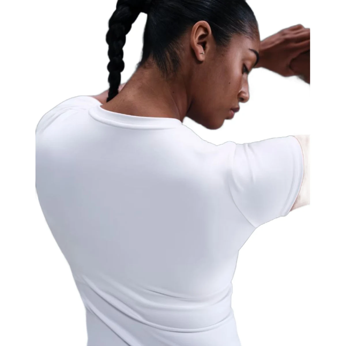 Női rövid ujjú edzőpóló NIKE W NK ONE FTTD SS TOP WHITE BLACK · záber 2