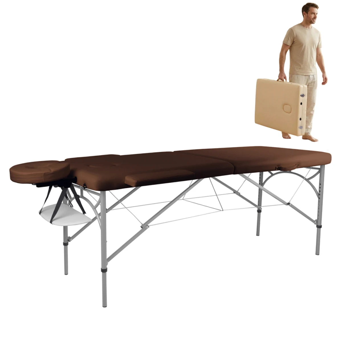 Masážne lehátko inSPORTline Tamati 186x70x63-90 cm 2-dielne hliníkové · záber 1