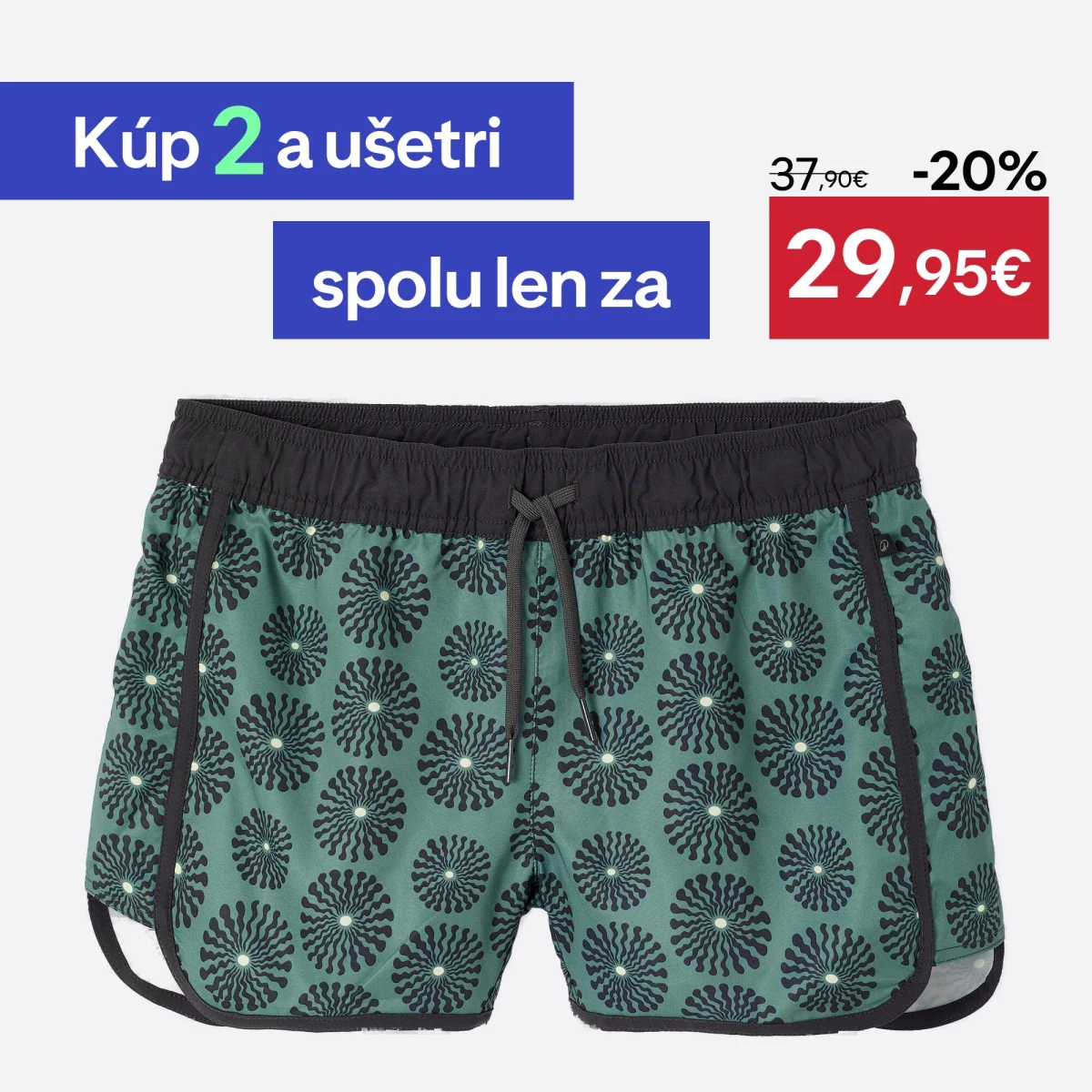 DECATHLON Dámske šortkové plavky Tini Sunny na surfovanie zelené XS-S · záber 1