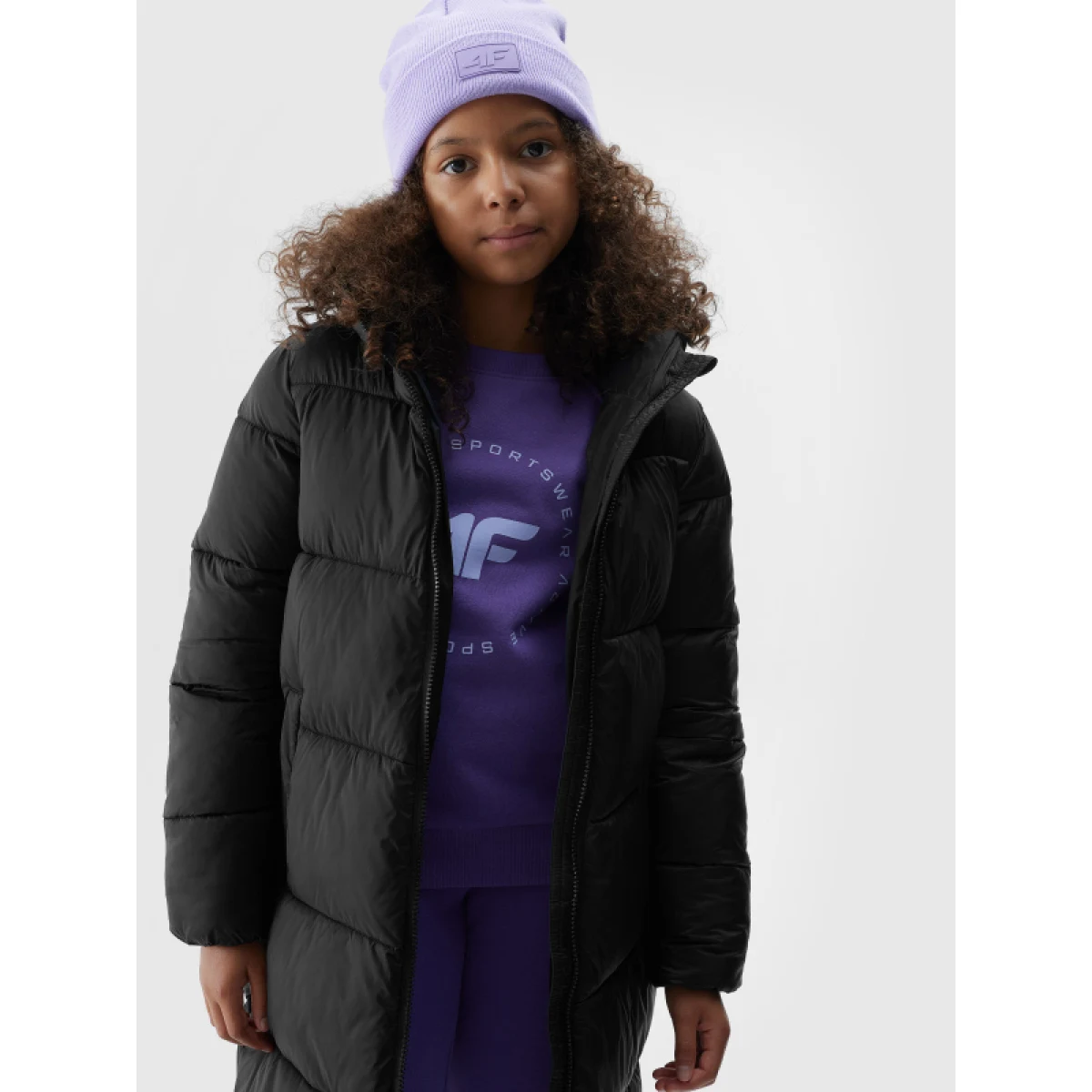 Dívčí bunda 4F JUNIOR DOWN JACKET-JAW23TDJAF268-21S-BLACK · záber 3