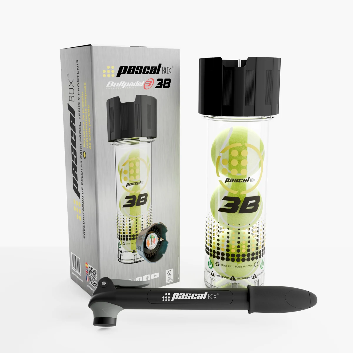 BULLPADEL Tlakovač padelových loptičiek Pascal Box bez · záber 1