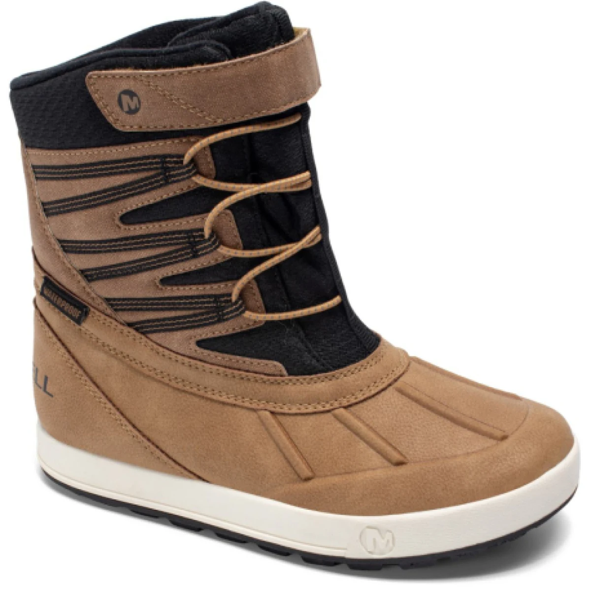 Detské vysoké zimné topánky MERRELL Snow Bank 5.0 WTRPF K wheat black · záber 1