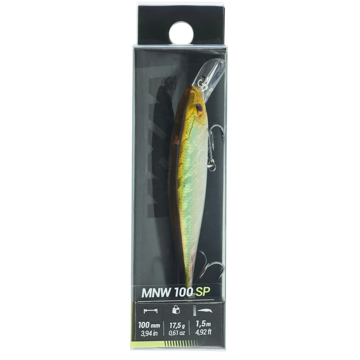 CAPERLAN Wobler Jerkbait Minnow WXM MNW 100 SP zelený chrbát bez · záber 2