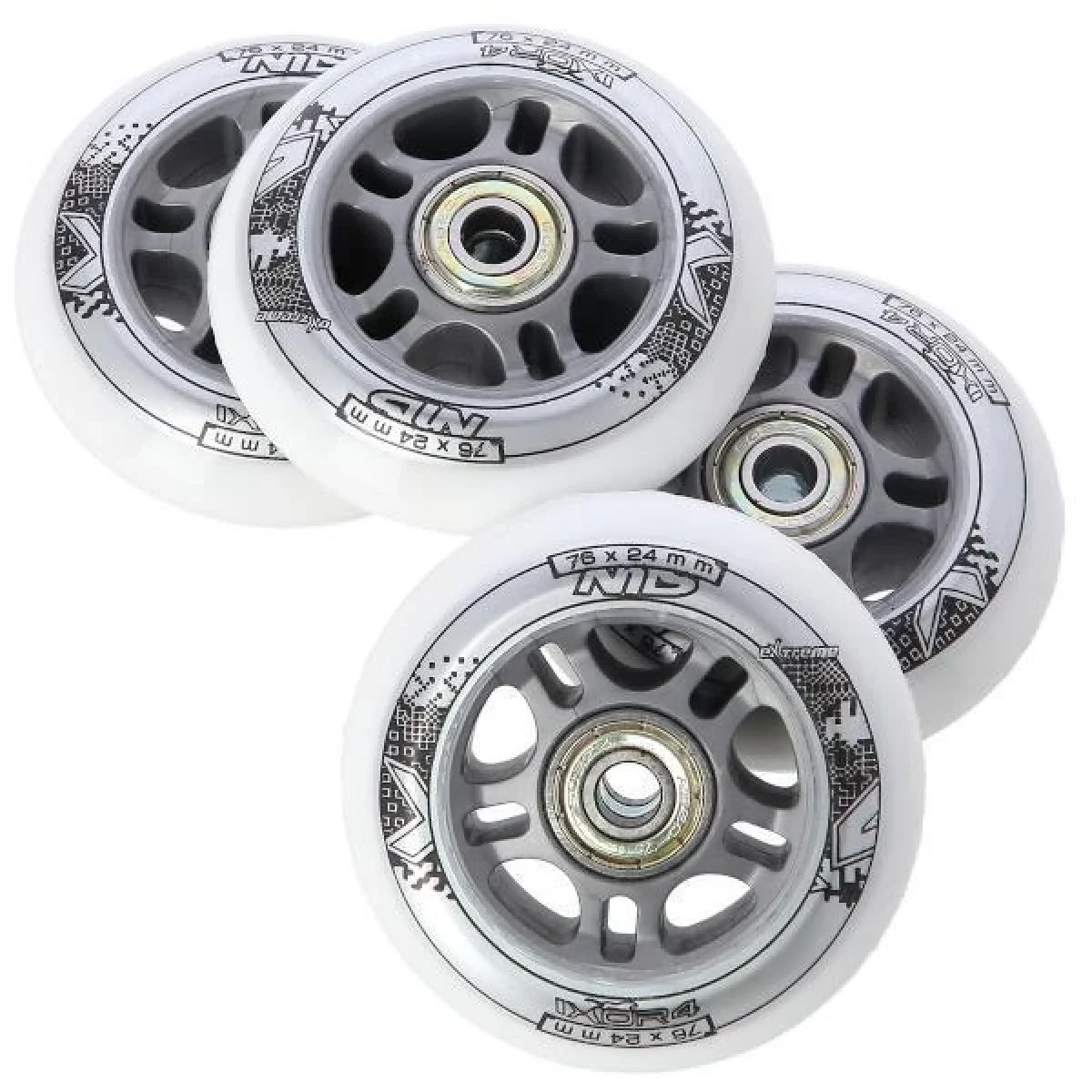 Nils Sestava bílých PU koleček 76x24 + ložiska ABEC7 EXTREME · záber 1